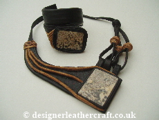 Leather Necklace and Cuff with  Stones