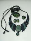2 Black - Green Necklace Bracelet Earrings  and Ring