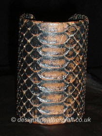 Antique Finish Python Snakeskin Cuff Bracelet