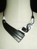 Black & White Leather Necklace with Hematite
