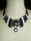 Black & White Leather Necklace with Jasper
