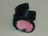 Black Leather Bracelet with Pink Rodonite Stone