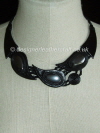 Black Leather Necklace with Haematite Stones