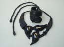 Black Leather and Haematite Stone Necklace and Bracelet