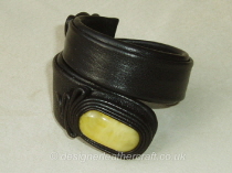 Brown Leather Cuff Bracelet with Melted Amber