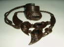 Brown Leather and Haematite Stone Necklace and Bracelet