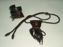 Brown Leather and Stone Necklace and Bracelet