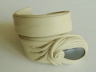 Cream Leather Cuff Bracelet with Haematite