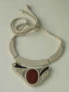 Cream Leather Necklace with Terracotta Jasper