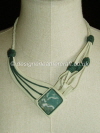 Creamy Leather Necklace with Green Jasper