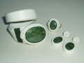 Ecru Leather with Green Jasper