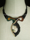Leather Necklace with Pale Picture Jasper