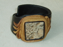 Leather Wristband Bracelet with Pegmatite Stone